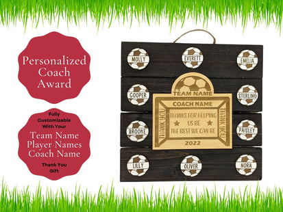 Soccer Coach Personalized Award | Custom Team Thank You Wood Plaque