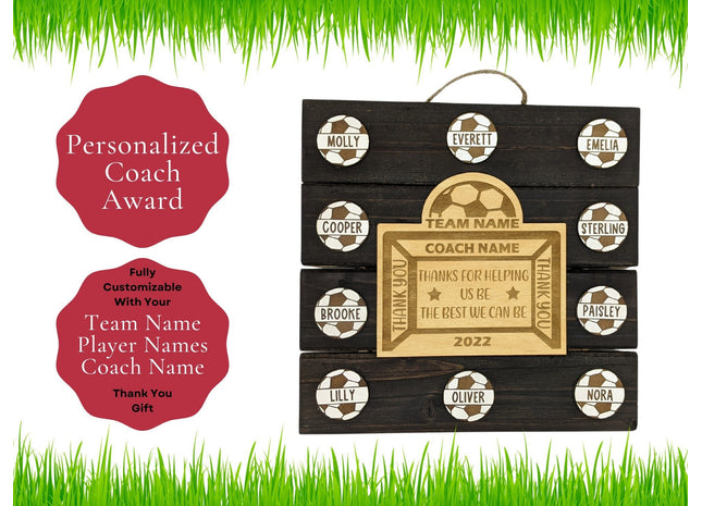 Soccer Coach Personalized Award | Custom Team Thank You Wood Plaque