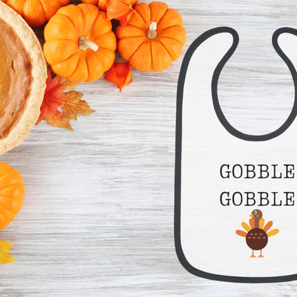 Thanksgiving Baby Bib: Gobble Turkey, USA Made Cotton