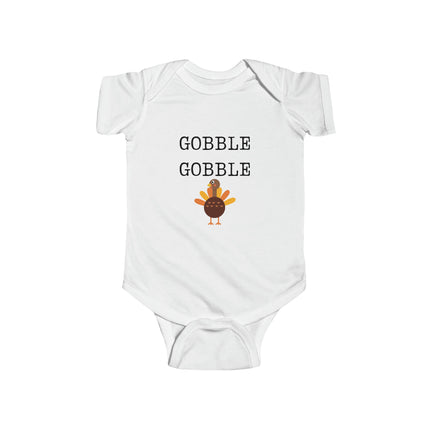 Turkey Thanksgiving Baby Bodysuit: "Gobble Gobble" Infant Outfit