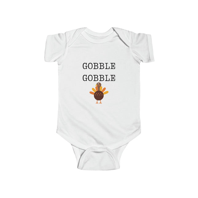 Turkey Thanksgiving Baby Bodysuit: "Gobble Gobble" Infant Outfit