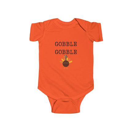 Turkey Thanksgiving Baby Bodysuit: "Gobble Gobble" Infant Outfit