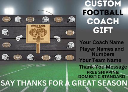 Football Coach Personalized Award | Custom Team Thank You Wood Plaque
