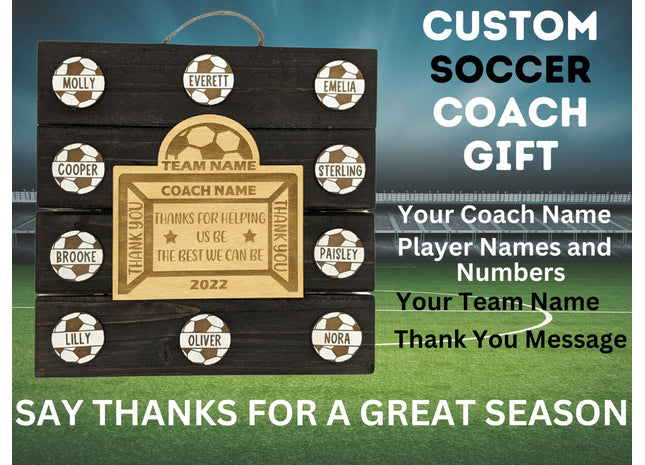 Soccer Coach Personalized Award | Custom Team Thank You Wood Plaque