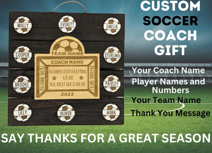 Personalized Soccer Coach Plaque: Custom Engraved Wooden Team Award