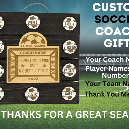 Personalized Soccer Coach Plaque: Custom Engraved Wooden Team Award