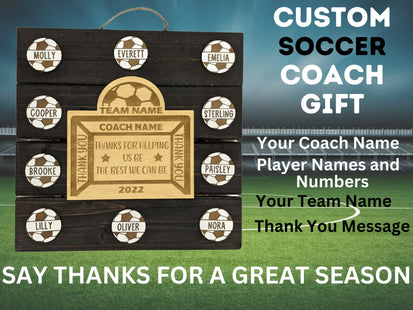 Personalized Soccer Coach Plaque: Custom Engraved Wooden Team Award