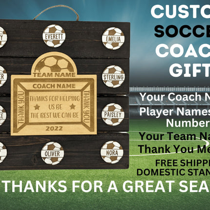 Soccer Coach Personalized Award | Custom Team Thank You Wood Plaque