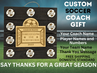 Soccer Coach Personalized Award | Custom Team Thank You Wood Plaque