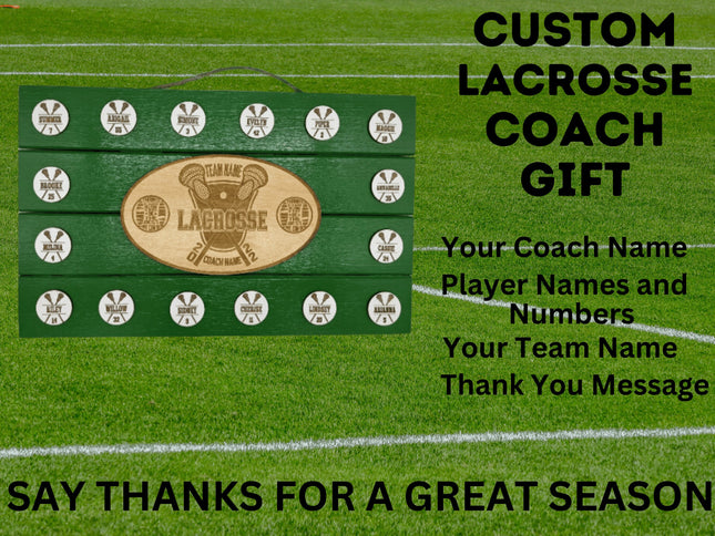 Lacrosse Coach Personalized Award | Custom Team Thank You Wood Plaque