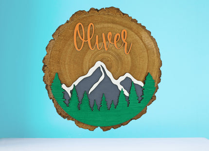 Kids Bedroom Sign, Personalized Child Sign, Mountain or Dinosaur Room Sign, Children's Playroom Name Sign