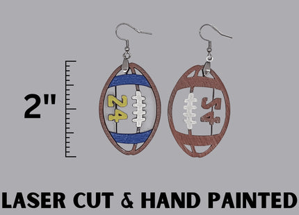 Custom Football Earrings With Number | Hand Painted Wood Team Earrings