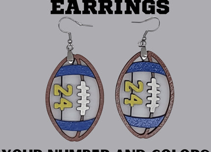 Custom Football Jersey Number Earrings: Hand Painted Wood Team Colors