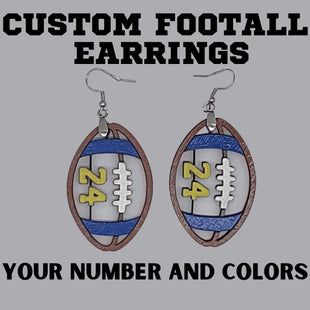 Custom Football Jersey Number Earrings: Hand Painted Wood Team Colors