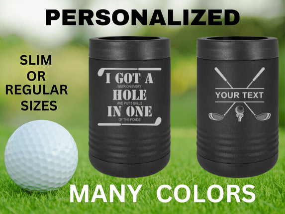 Golf Can Cooler, Hole in One, Personalized Cooler, Gifts For Golf, Beer Can Cooler, Groomsman Gift
