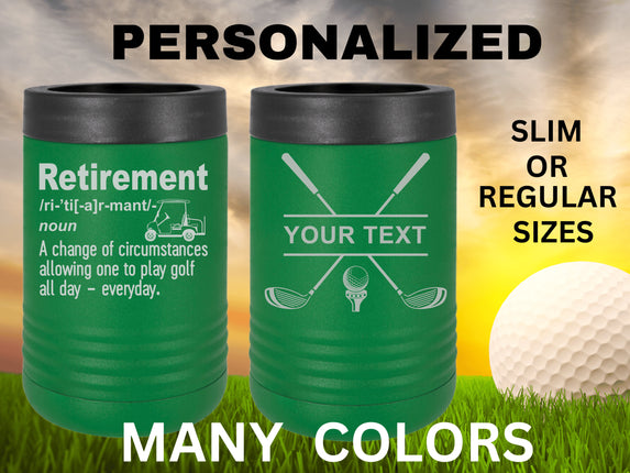 Retirement Gift | Golf Can Cooler |Beer Can Cooler | Personalized Beverage | Gift for Husband | Golf Gift | Father Gift