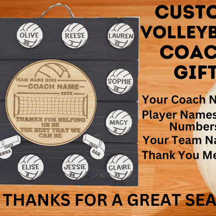 Volleyball Coach Personalized Award | Custom Team Thank You Wood Plaque
