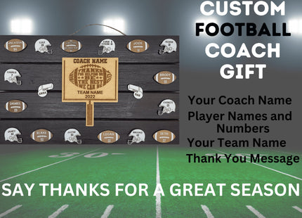 Football Coach Personalized Award | Custom Team Thank You Wood Plaque