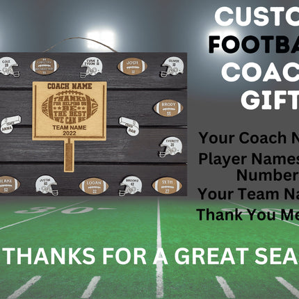 Football Coach Personalized Award | Custom Team Thank You Wood Plaque