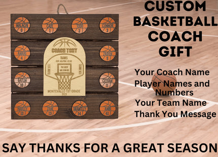 Basketball Coach Personalized Award | Custom Team Thank You Wood Plaque
