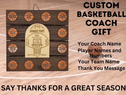 Basketball Coach Personalized Award | Custom Team Thank You Wood Plaque