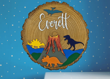 Kids Bedroom Sign, Personalized Child Sign, Mountain or Dinosaur Room Sign, Children's Playroom Name Sign