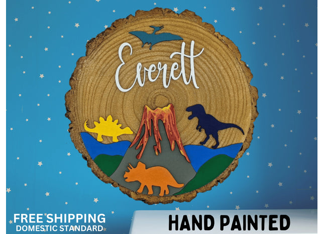 Kids Bedroom Sign, Personalized Child Sign, Mountain or Dinosaur Room Sign, Children's Playroom Name Sign