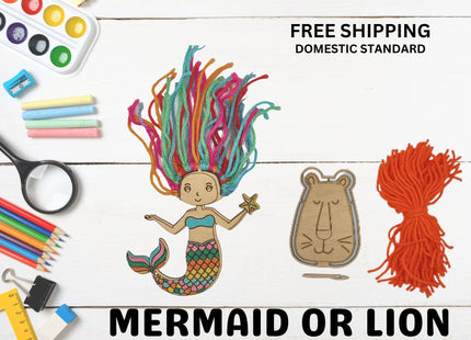 Mermaid Yarn Kit, Lion Yarn Kit, Kids Craft Kit