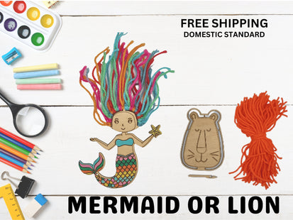 Mermaid Yarn Kit, Lion Yarn Kit, Kids Craft Kit