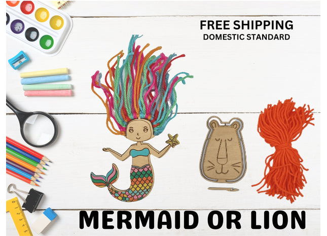 Mermaid Yarn Kit, Lion Yarn Kit, Kids Craft Kit