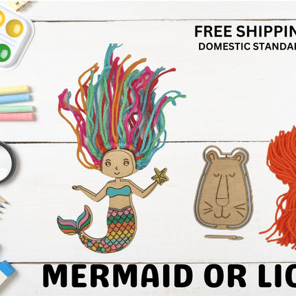 DIY Mermaid or Lion Yarn Craft Kit: Kids Art Activity, Handmade in USA