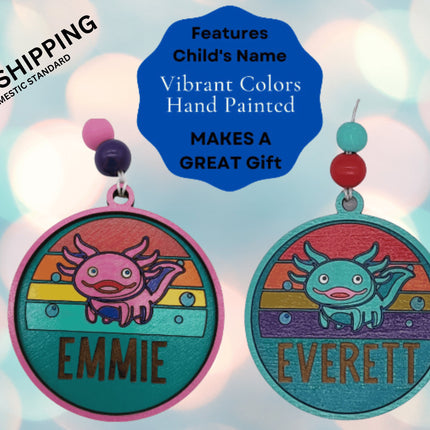 Personalized Axolotl Ornament: Hand-Painted Christmas Tree Decoration