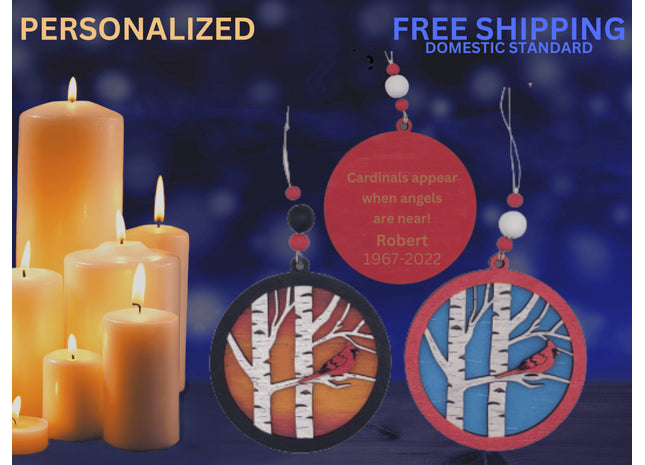 Cardinal Memorial Ornament, In Memory Of Ornament, Personalized for Loss of a Family Member or Friend