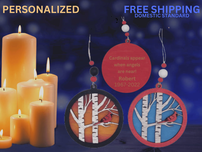 Cardinal Memorial Ornament, In Memory Of Ornament, Personalized for Loss of a Family Member or Friend