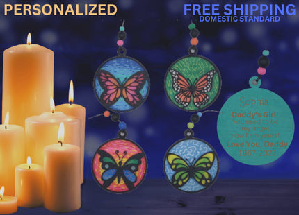Butterfly Memorial Ornament, Kids Memorial Ornament, Personalized Memorial Ornament, Parent Loss, Family Member Loss
