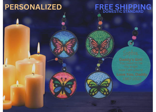 Butterfly Memorial Ornament, Kids Memorial Ornament, Personalized Memorial Ornament, Parent Loss, Family Member Loss