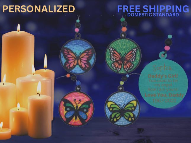 Butterfly Memorial Ornament, Kids Memorial Ornament, Personalized Memorial Ornament, Parent Loss, Family Member Loss