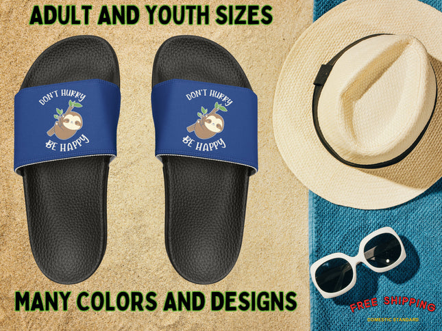 Sloth Beach Slide Sandals: Fun Family Pool Shoes