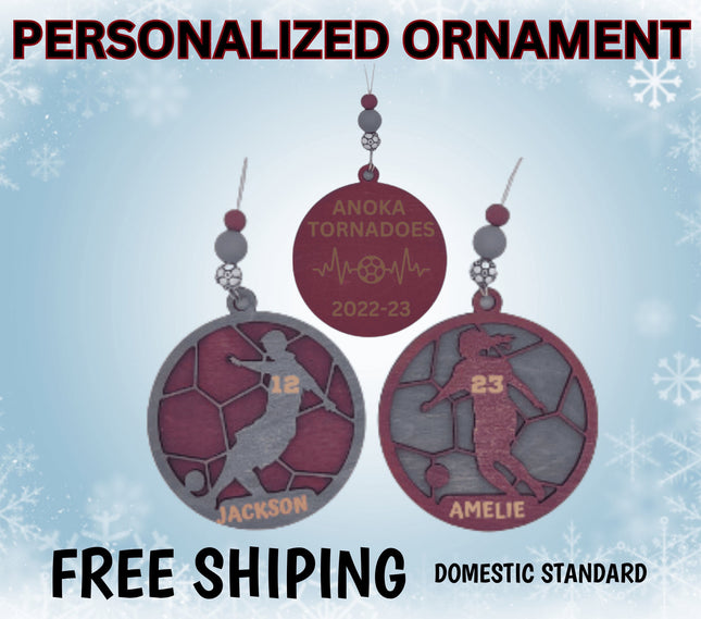 Soccer Personalized Player Ornament | Custom Team Holiday Gift