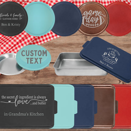 Custom Aluminum Cake Pan | Personalized Pie Tin | Baking Gift | Engraved Pan with Lid | Gift for Her | Gift for Mom | Housewarming Gift