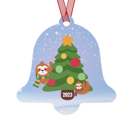 Personalized Sloth Christmas Ornament: Metal Holiday Ornament