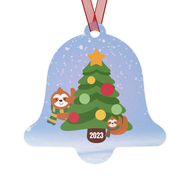 Personalized Sloth Christmas Ornament: Metal Holiday Ornament