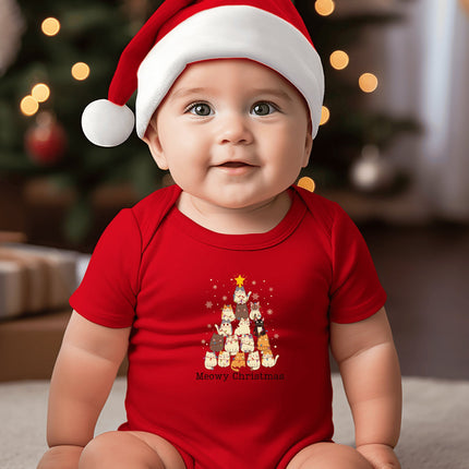Meowy Christmas Baby Bodysuit: Holiday Cat Lover Gift