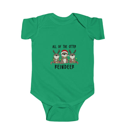 Otter Reindeer Christmas Baby Bodysuit: Holiday Infant Outfit