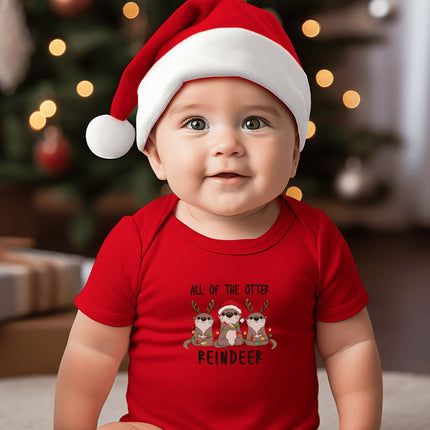 Otter Reindeer Christmas Baby Bodysuit: Holiday Infant Outfit