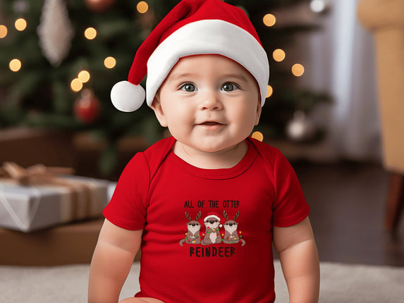 Otter Reindeer Christmas Baby Bodysuit: Holiday Infant Outfit