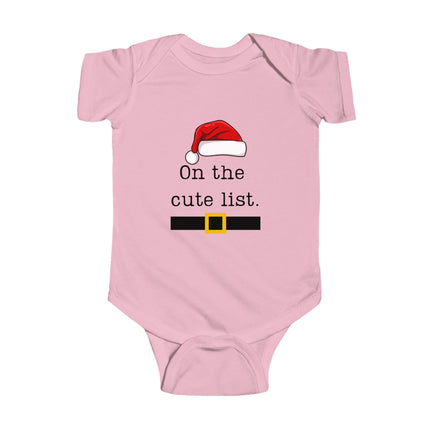 Christmas Infant Bodysuit | Holiday Baby Clothes | Newborn Baby Gift | On the Cute List | My First Christmas | Santa Baby Outfit