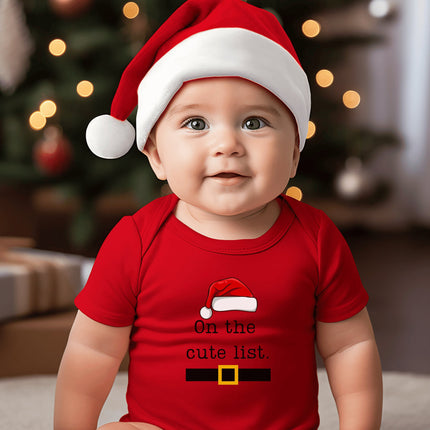 Christmas Infant Bodysuit | Holiday Baby Clothes | Newborn Baby Gift | On the Cute List | My First Christmas | Santa Baby Outfit