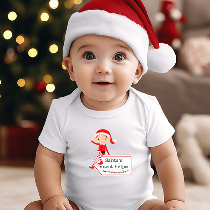 Santa's Cutest Helper Baby Bodysuit - Holiday Outfit
