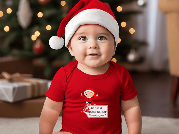 Santa's Cutest Helper Baby Bodysuit - Holiday Outfit